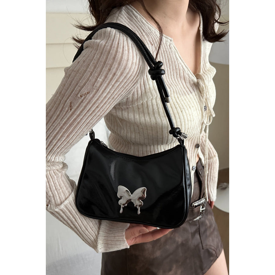 Butterfly PU Leather Knotted Strap Shoulder Bag Apparel and Accessories