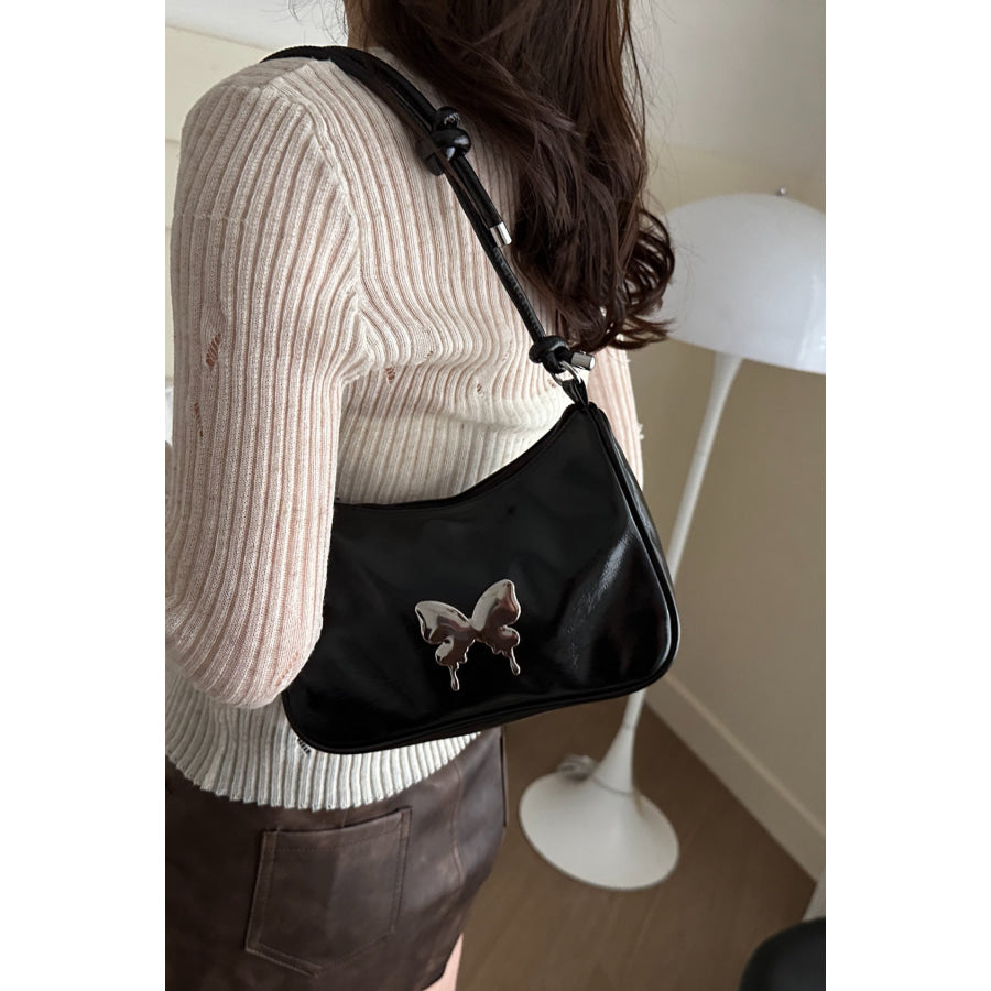 Butterfly PU Leather Knotted Strap Shoulder Bag Apparel and Accessories