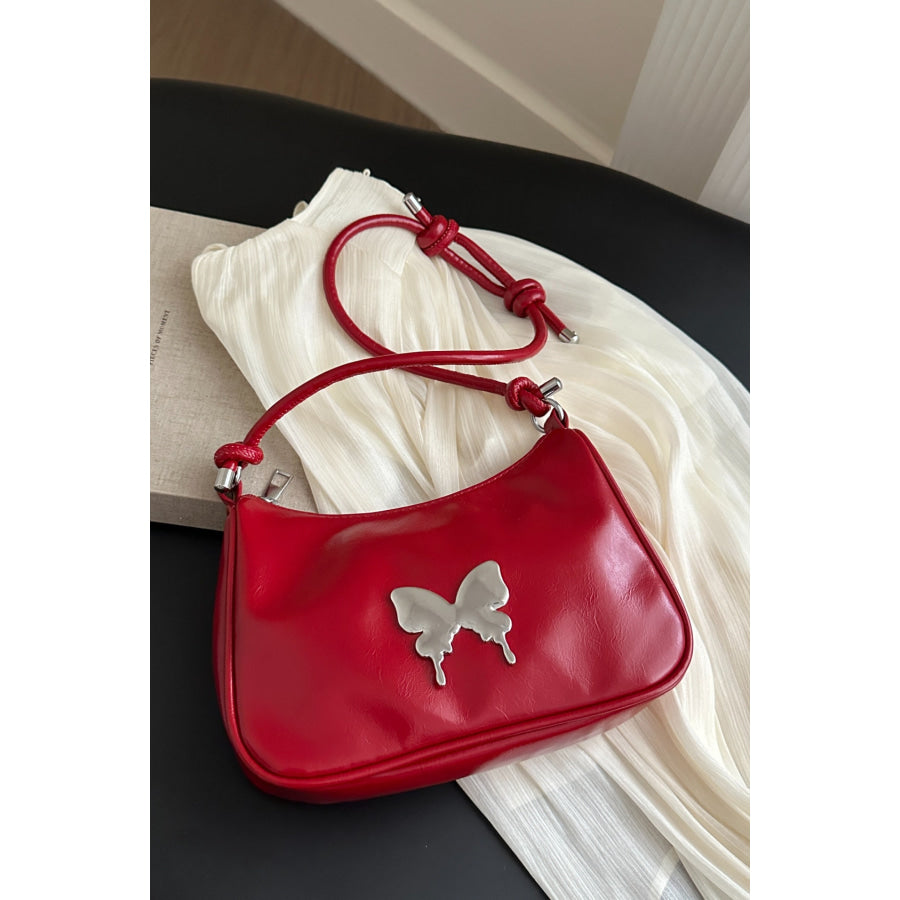 Butterfly PU Leather Knotted Strap Shoulder Bag Apparel and Accessories