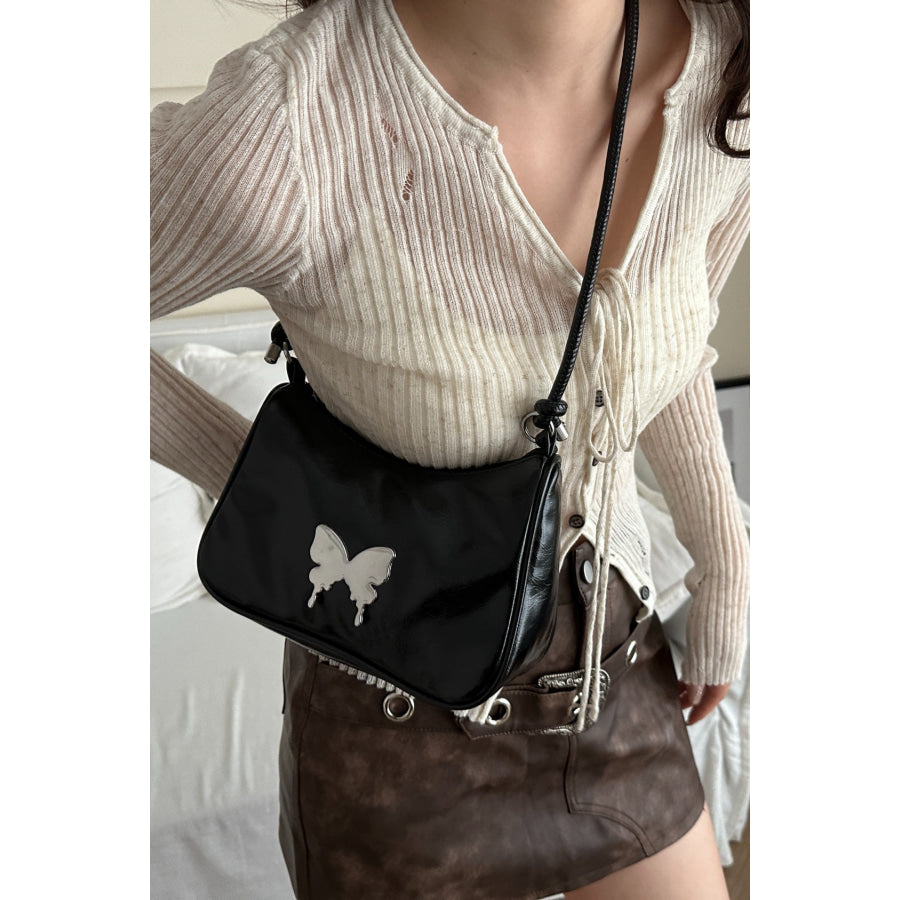 Butterfly PU Leather Knotted Strap Shoulder Bag Apparel and Accessories