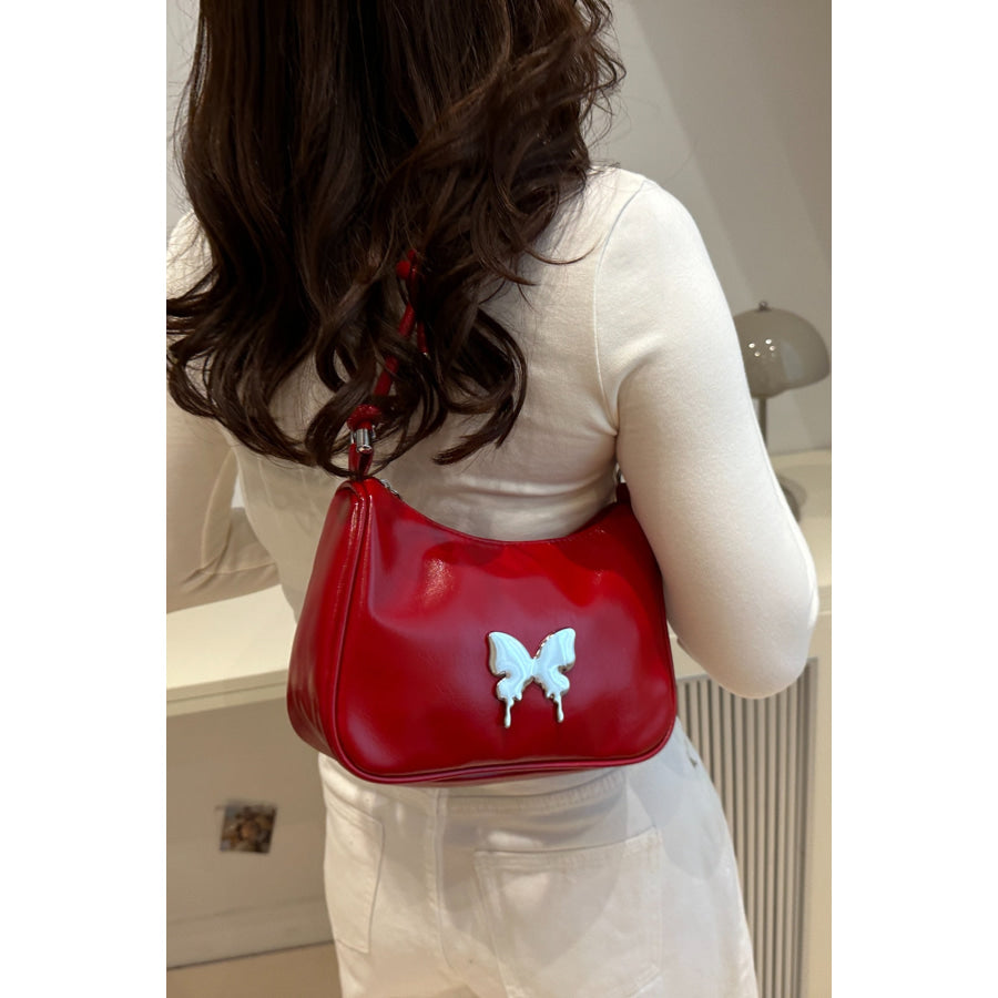 Butterfly PU Leather Knotted Strap Shoulder Bag Apparel and Accessories