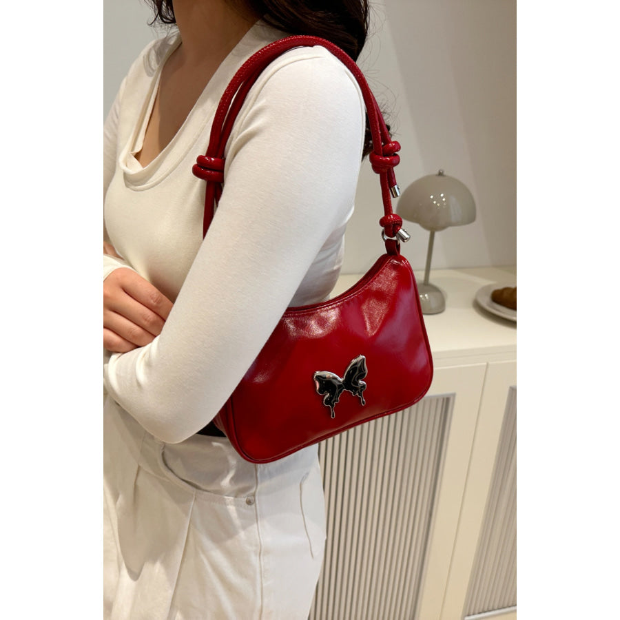 Butterfly PU Leather Knotted Strap Shoulder Bag Apparel and Accessories