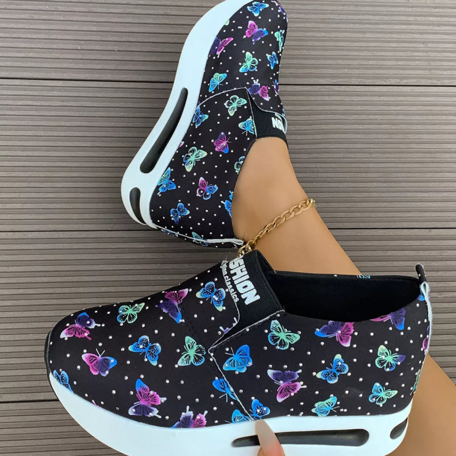 Butterfly Round Toe Slip-Ons Apparel and Accessories