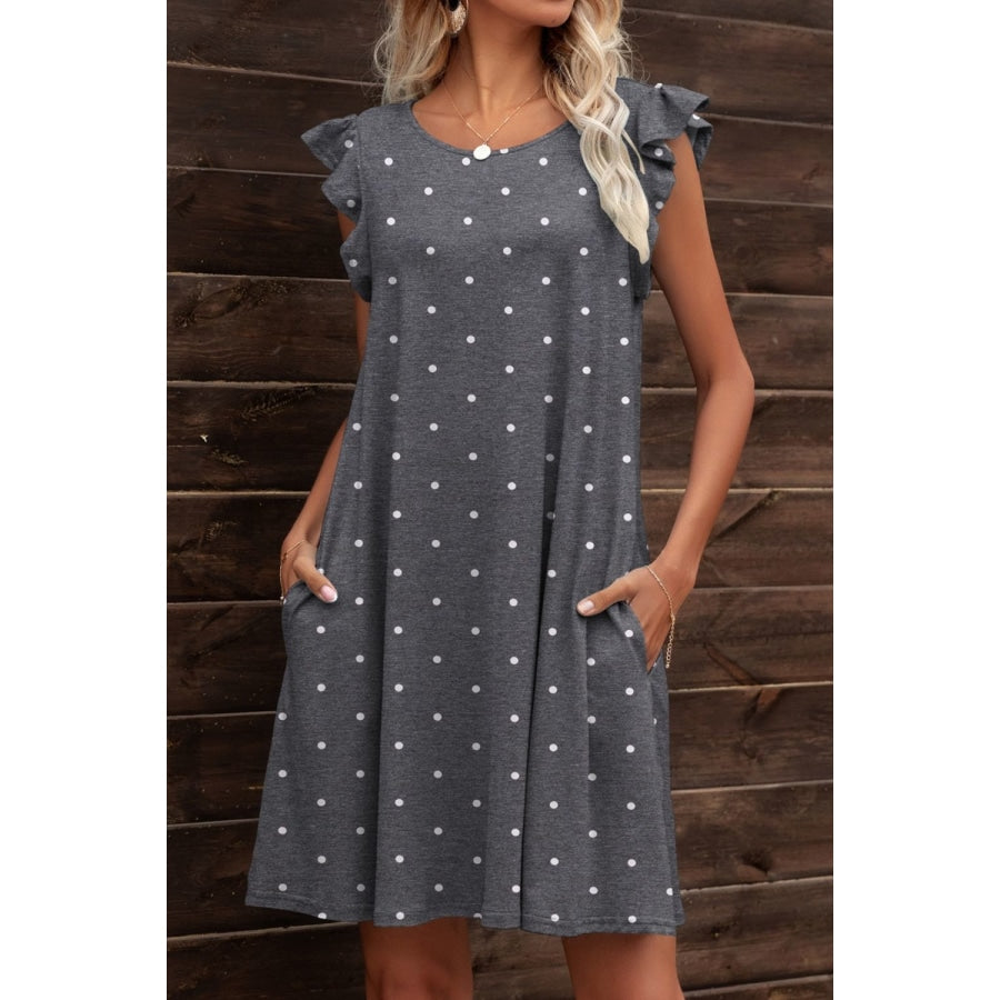 Butterfly Sleeve Round Neck Dress