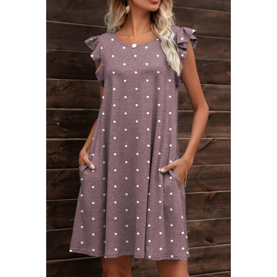 Butterfly Sleeve Round Neck Dress