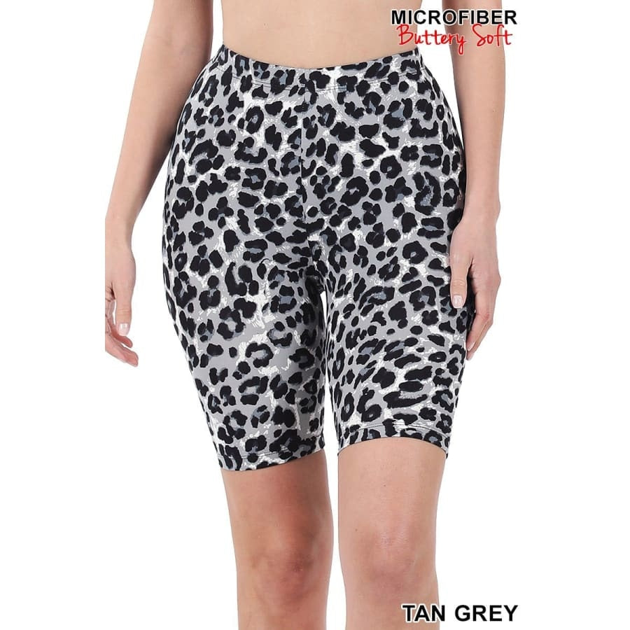 NEW! Buttery Soft Microfibre Bike Shorts Leopard and Camo prints! Tan Grey / 1XL Leggings