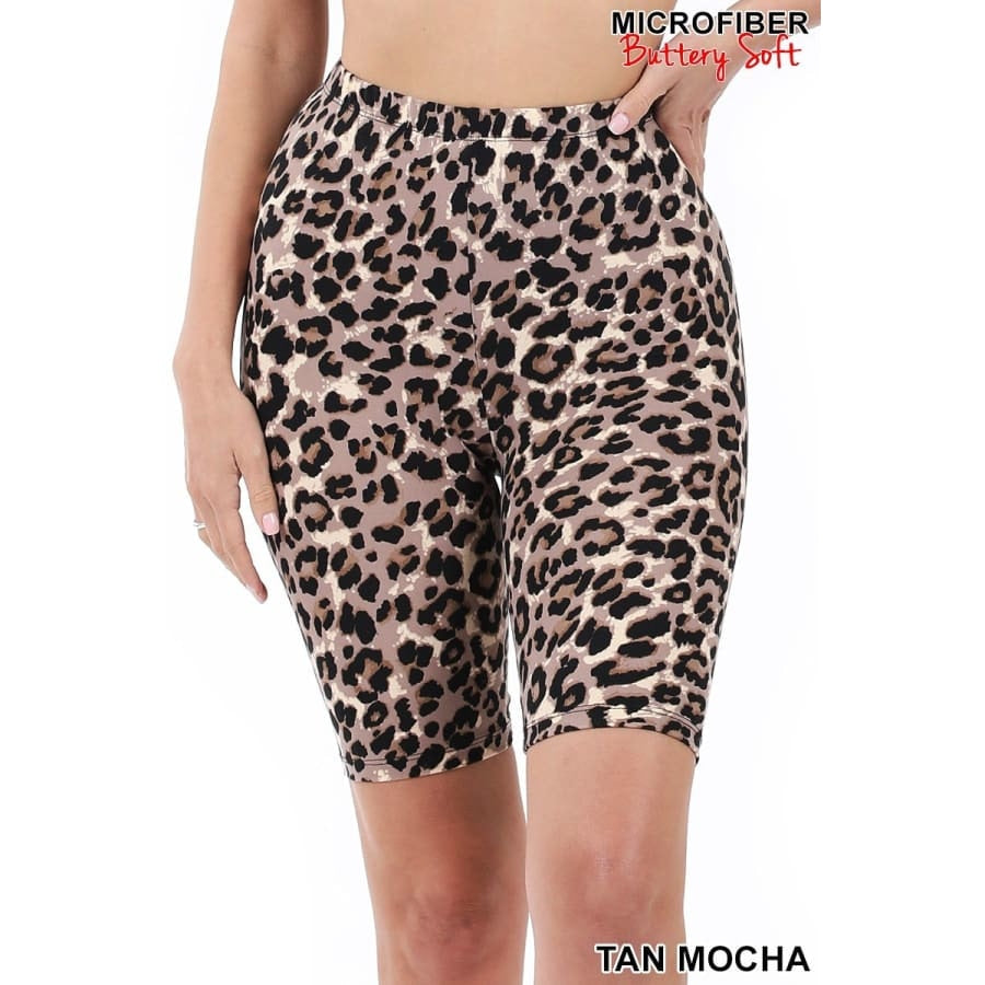 NEW! Buttery Soft Microfibre Bike Shorts Leopard and Camo prints! Tan Mocha / 1XL Leggings
