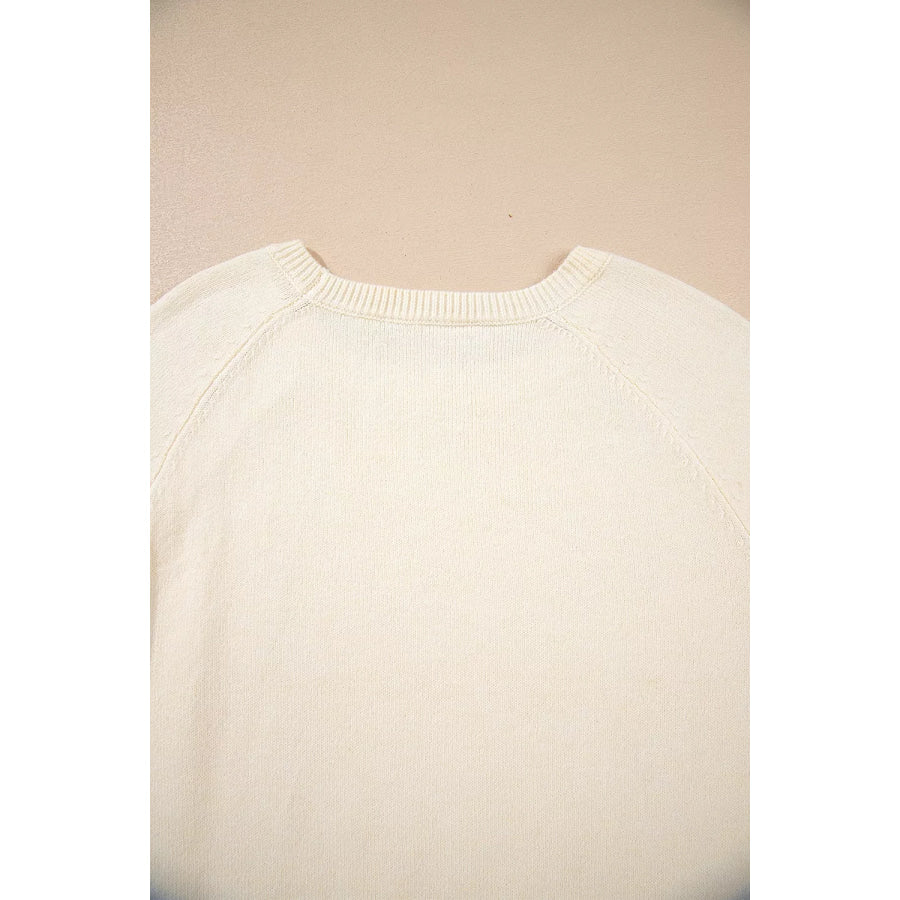 Button-Cuff Crew Neck Sweater Apparel and Accessories