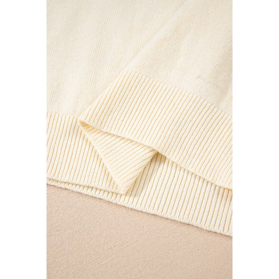 Button-Cuff Crew Neck Sweater Apparel and Accessories