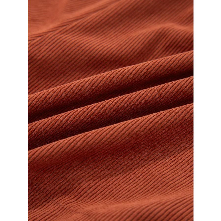 Button Decor Scalloped Edge High Waist Corduroy Shorts Apparel and Accessories