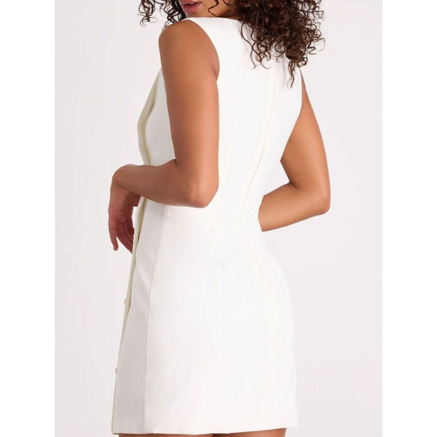 Button Decor Sleeveless Mini Dress Apparel and Accessories