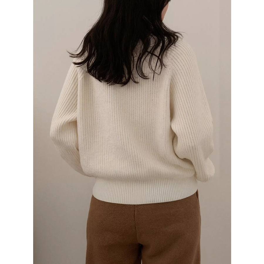 Button-Decorated Round Neck Sweater Apparel and Accessories