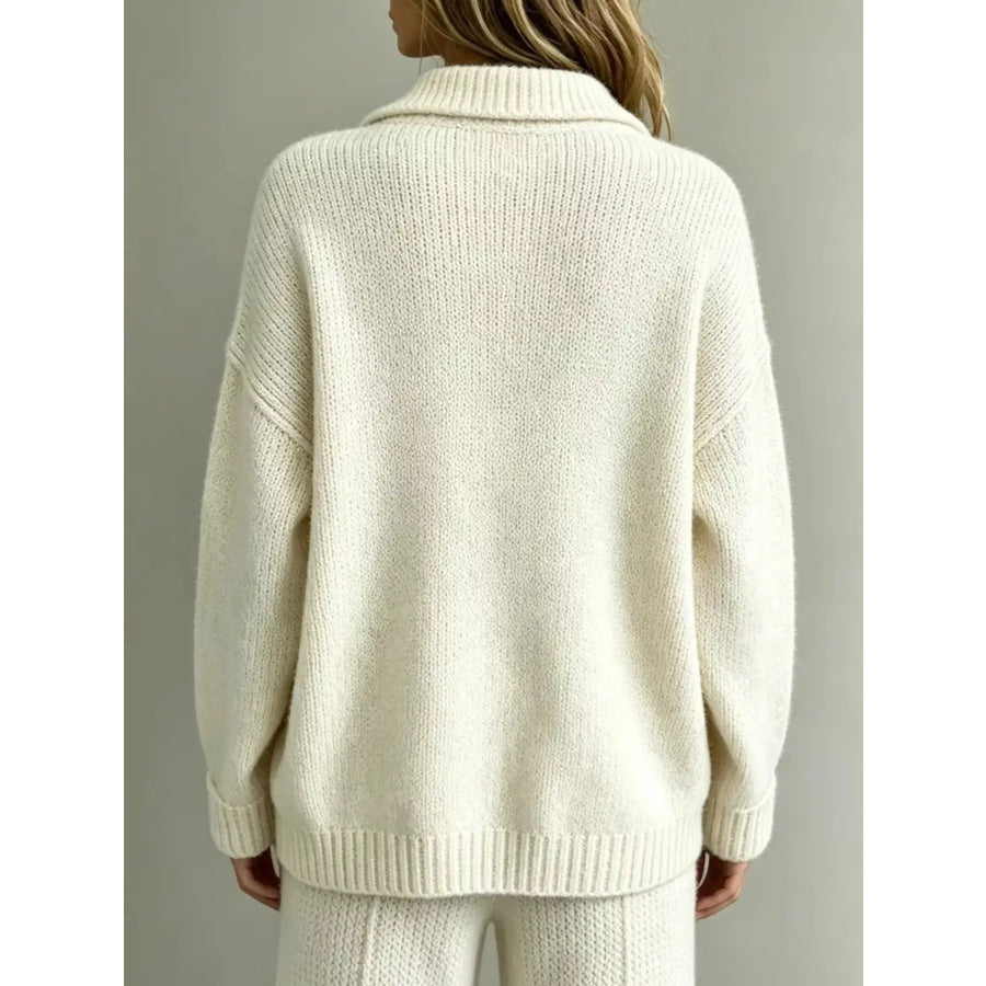 Button Detail Dropped Shoulder Sweater Apparel and Accessories