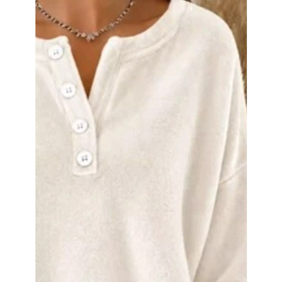 Button Detail Dropped Shoulder Sweatshirt Apparel and Accessories