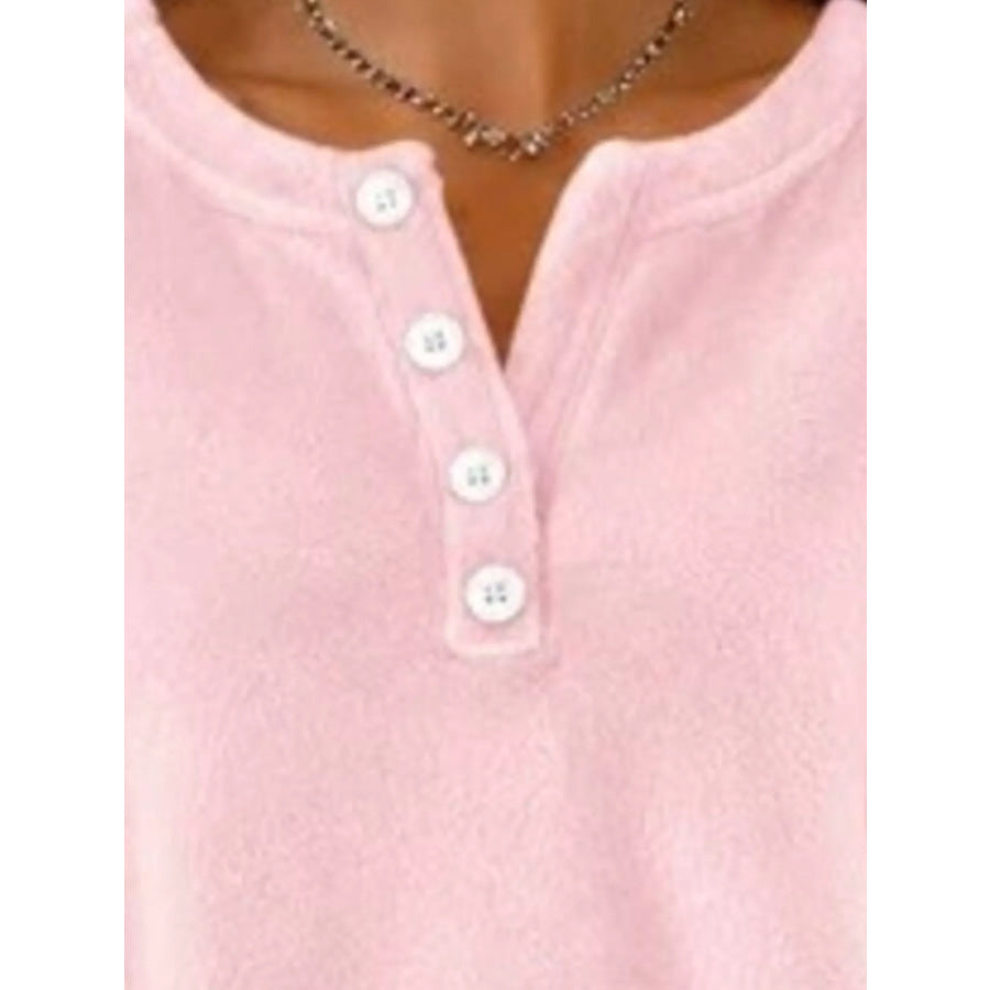Button Detail Dropped Shoulder Sweatshirt Apparel and Accessories