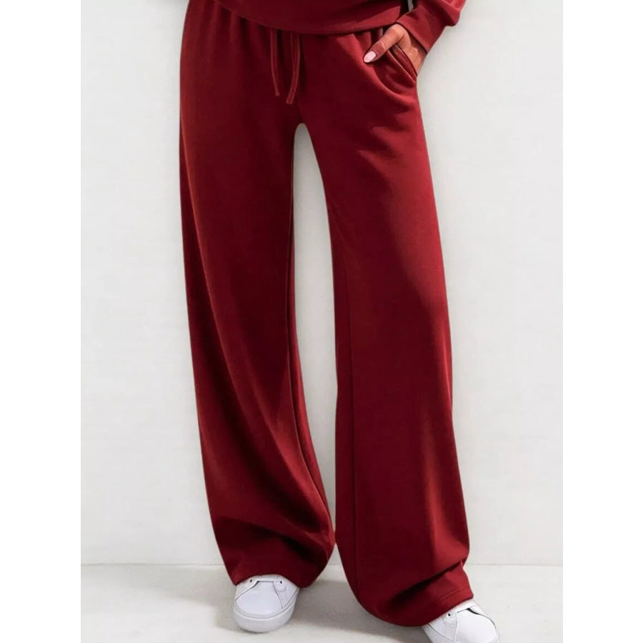 Button Detail Dropped Shoulder Top and Pants Set Apparel Accessories