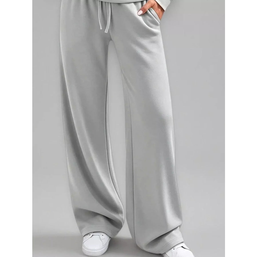 Button Detail Dropped Shoulder Top and Pants Set Apparel Accessories