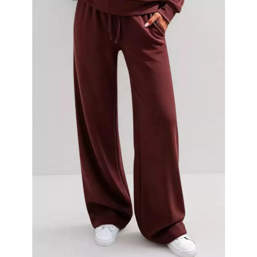 Button Detail Dropped Shoulder Top and Pants Set Apparel Accessories