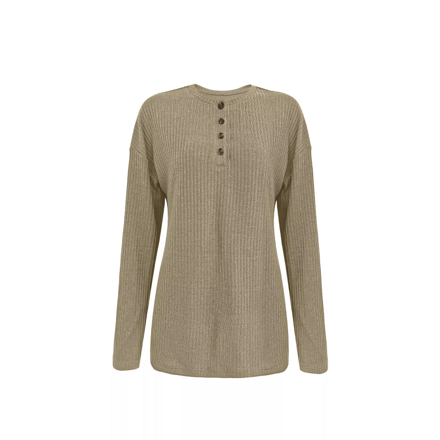 Button-Detail Dropped Shoulder Top Apparel and Accessories