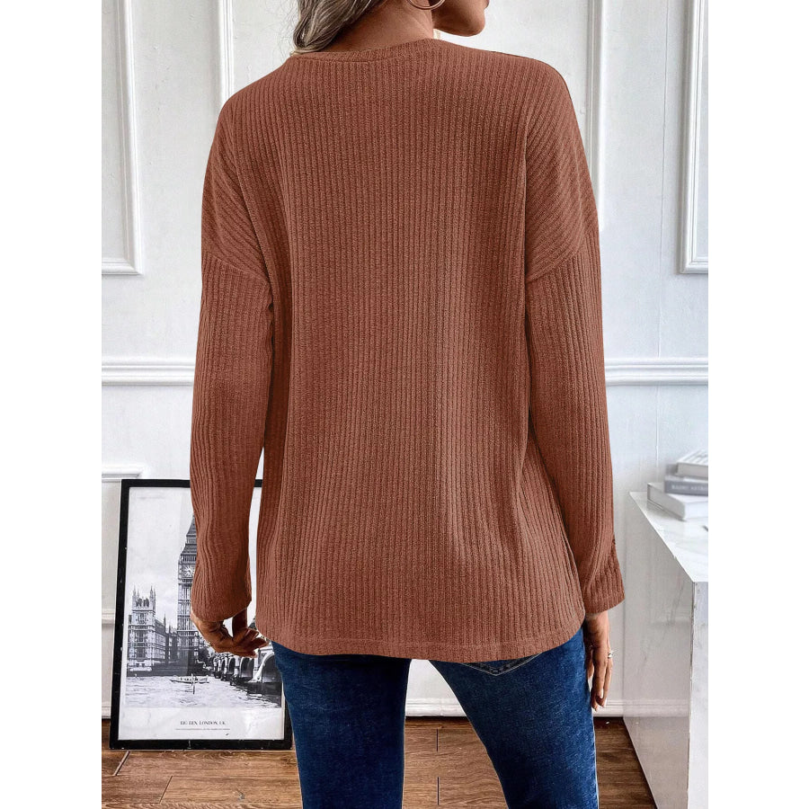 Button-Detail Dropped Shoulder Top Apparel and Accessories