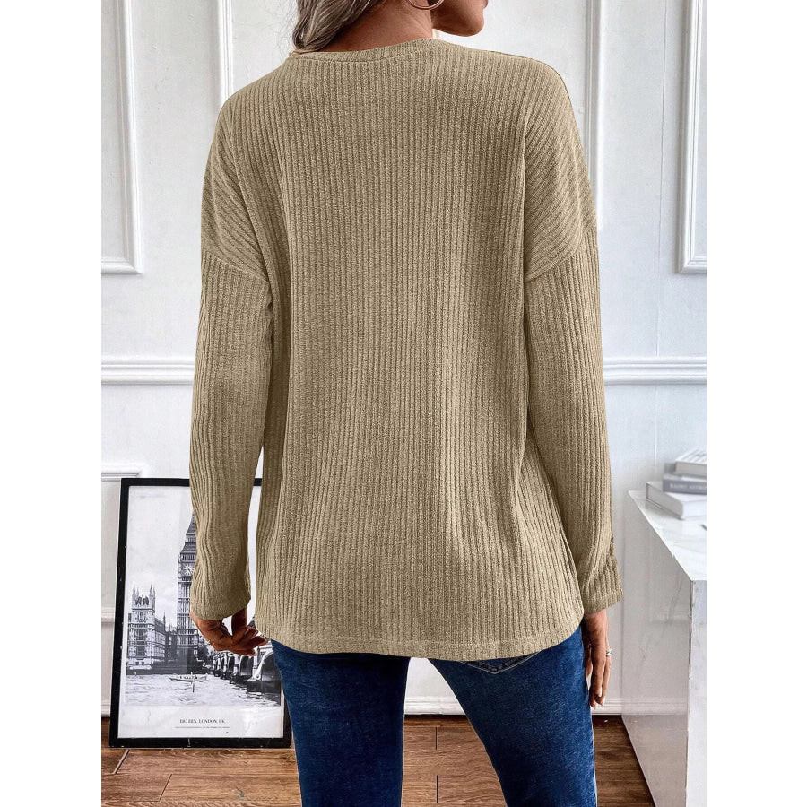 Button-Detail Dropped Shoulder Top Apparel and Accessories