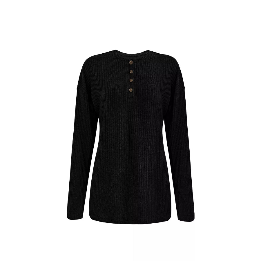 Button-Detail Dropped Shoulder Top Apparel and Accessories