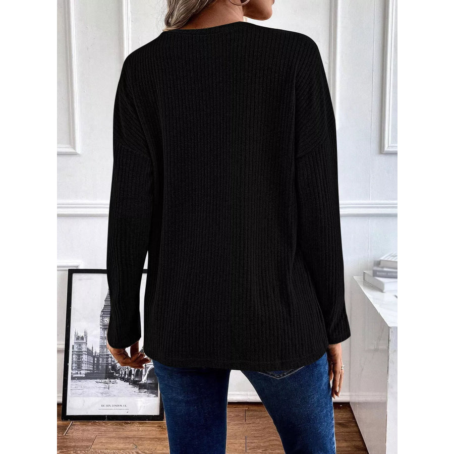 Button-Detail Dropped Shoulder Top Apparel and Accessories