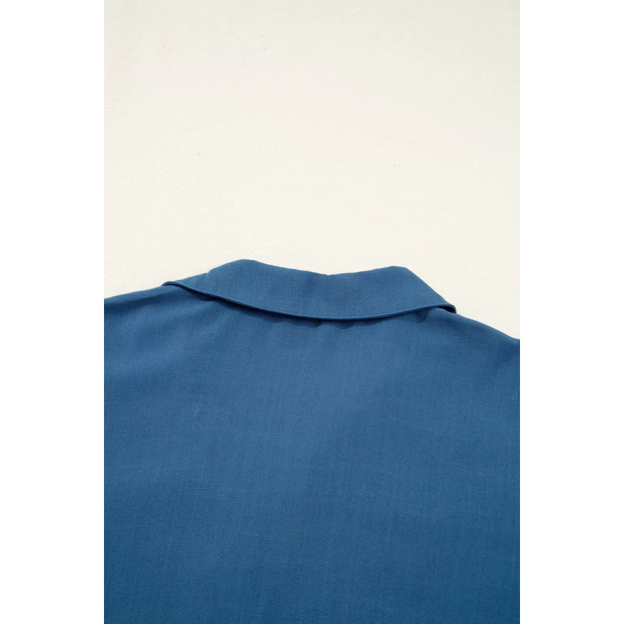 Button Detail Flounce Sleeve Blouse Apparel and Accessories