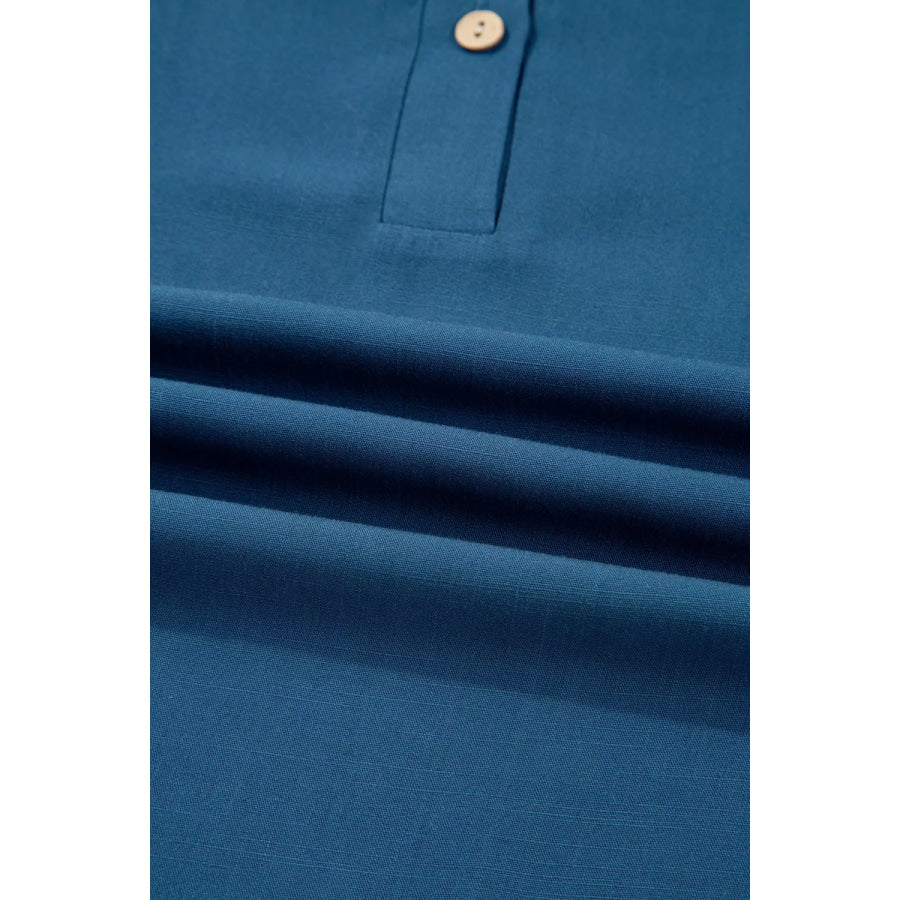 Button Detail Flounce Sleeve Blouse Apparel and Accessories