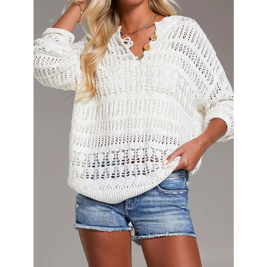 Button-Detail Knit Cover Up Apparel and Accessories