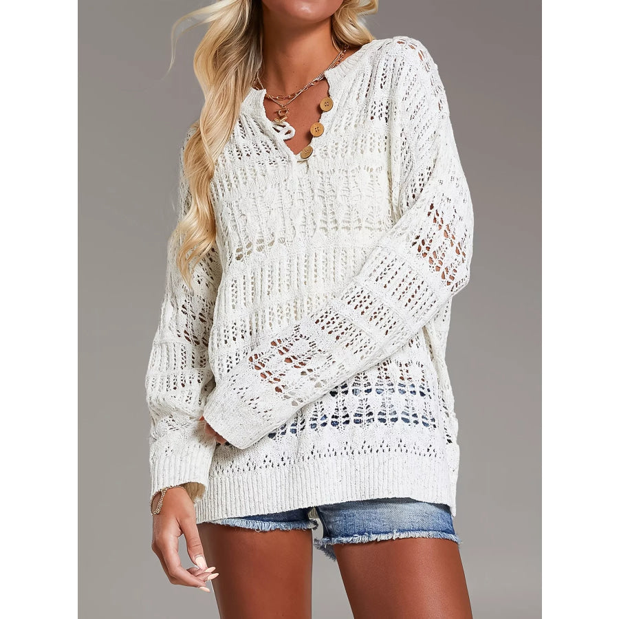 Button-Detail Knit Cover Up White / S Apparel and Accessories