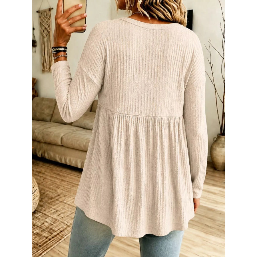 Button Detail Knitted Casual Top Apparel and Accessories