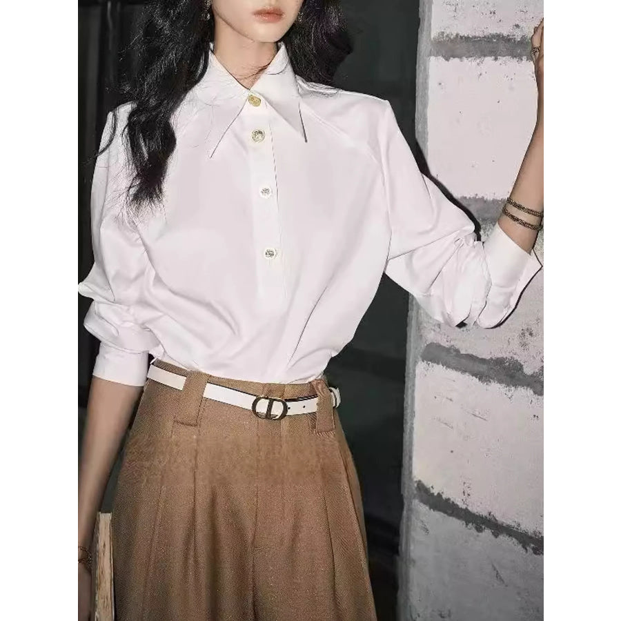 Button Detail Long Sleeve Shirt Apparel and Accessories