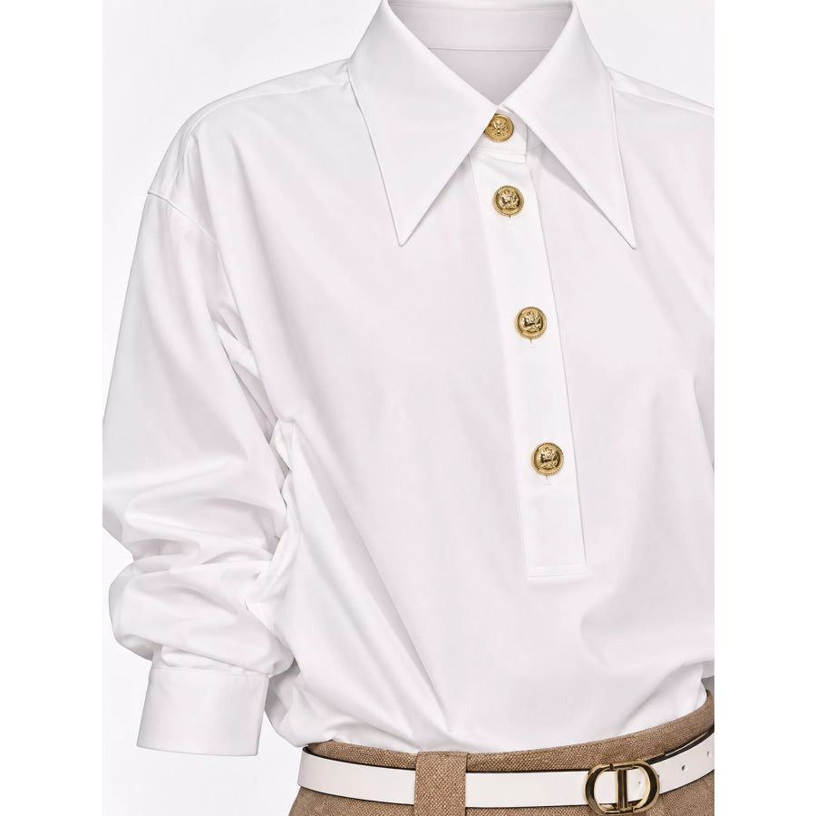 Button Detail Long Sleeve Shirt Apparel and Accessories