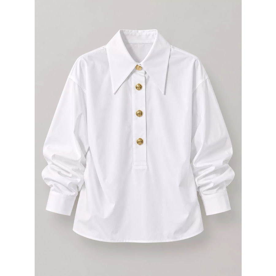 Button Detail Long Sleeve Shirt Apparel and Accessories