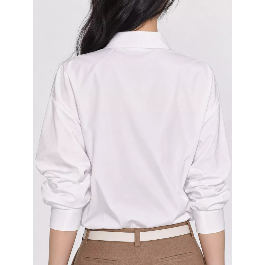 Button Detail Long Sleeve Shirt Apparel and Accessories