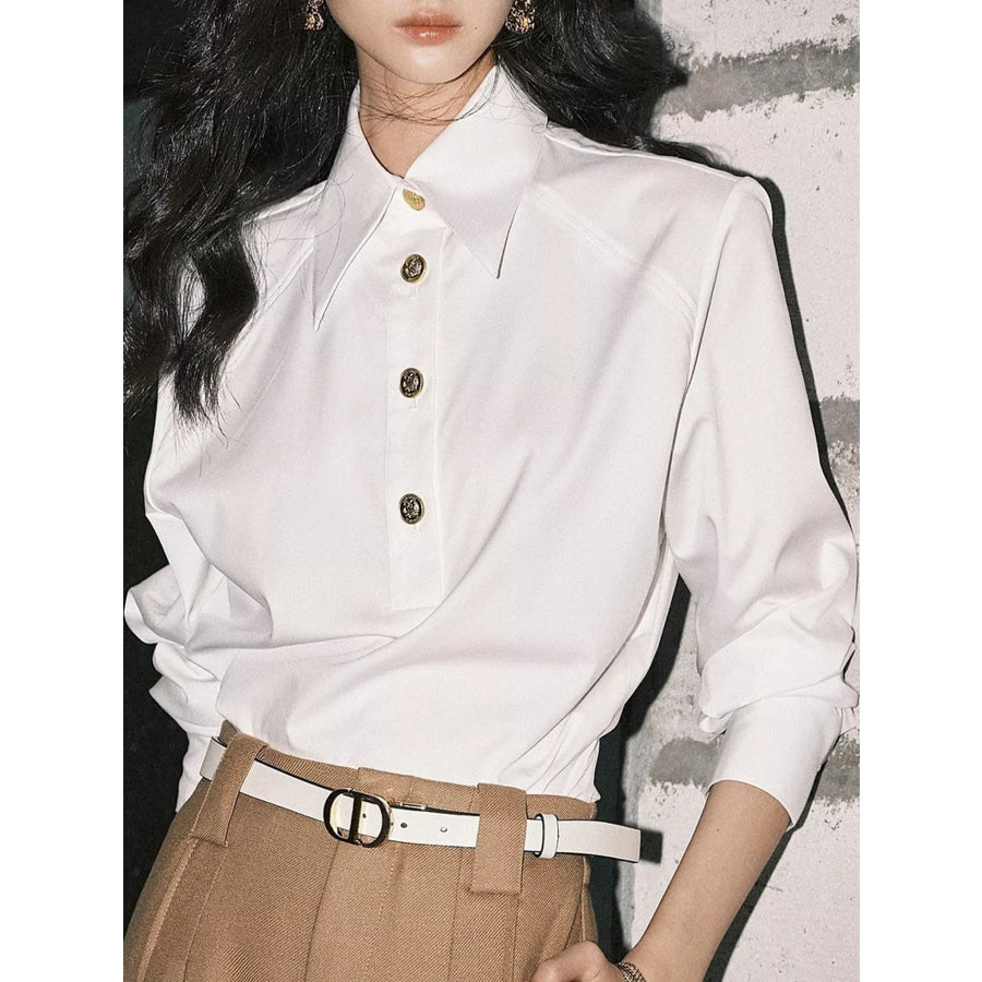 Button Detail Long Sleeve Shirt Apparel and Accessories