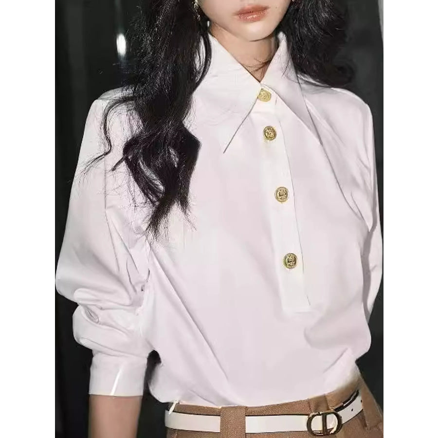 Button Detail Long Sleeve Shirt Apparel and Accessories