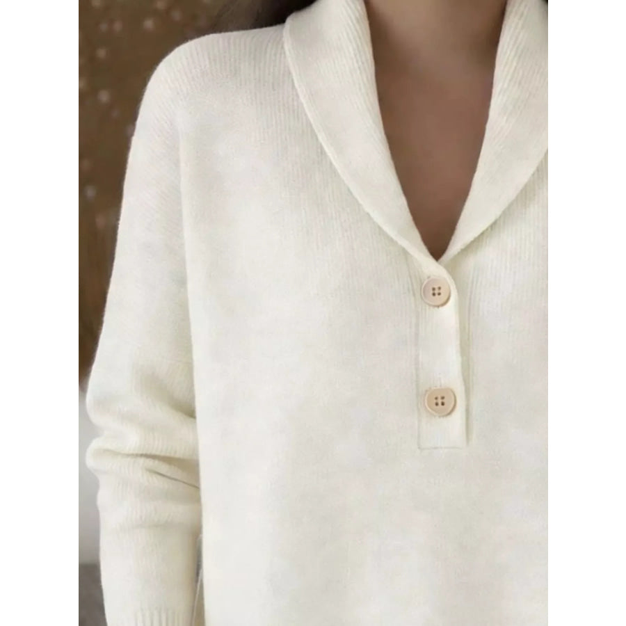 Button Detail Long Sleeve Sweater Apparel and Accessories