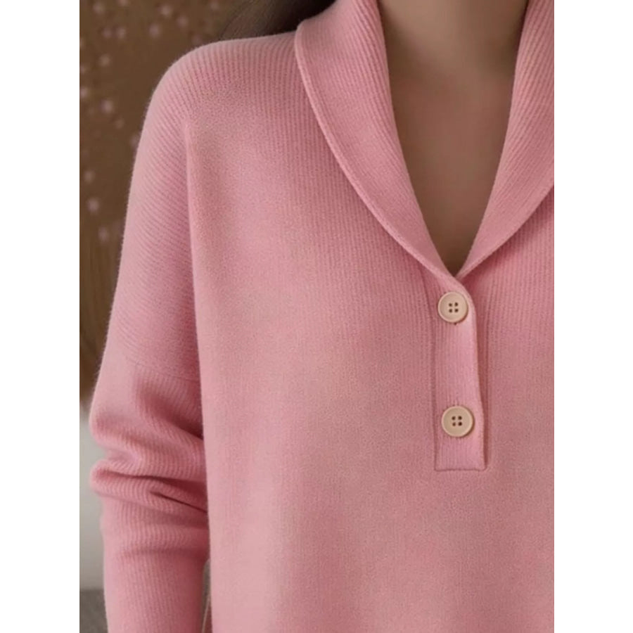 Button Detail Long Sleeve Sweater Apparel and Accessories