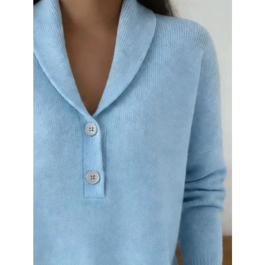 Button Detail Long Sleeve Sweater Apparel and Accessories