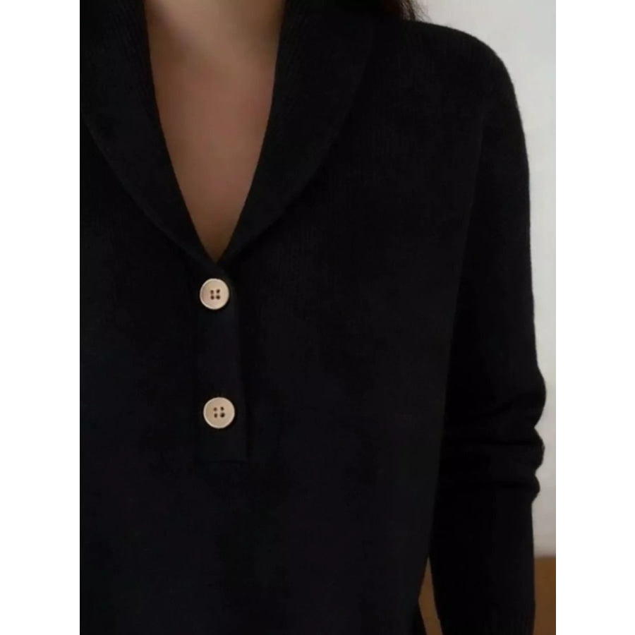 Button Detail Long Sleeve Sweater Apparel and Accessories