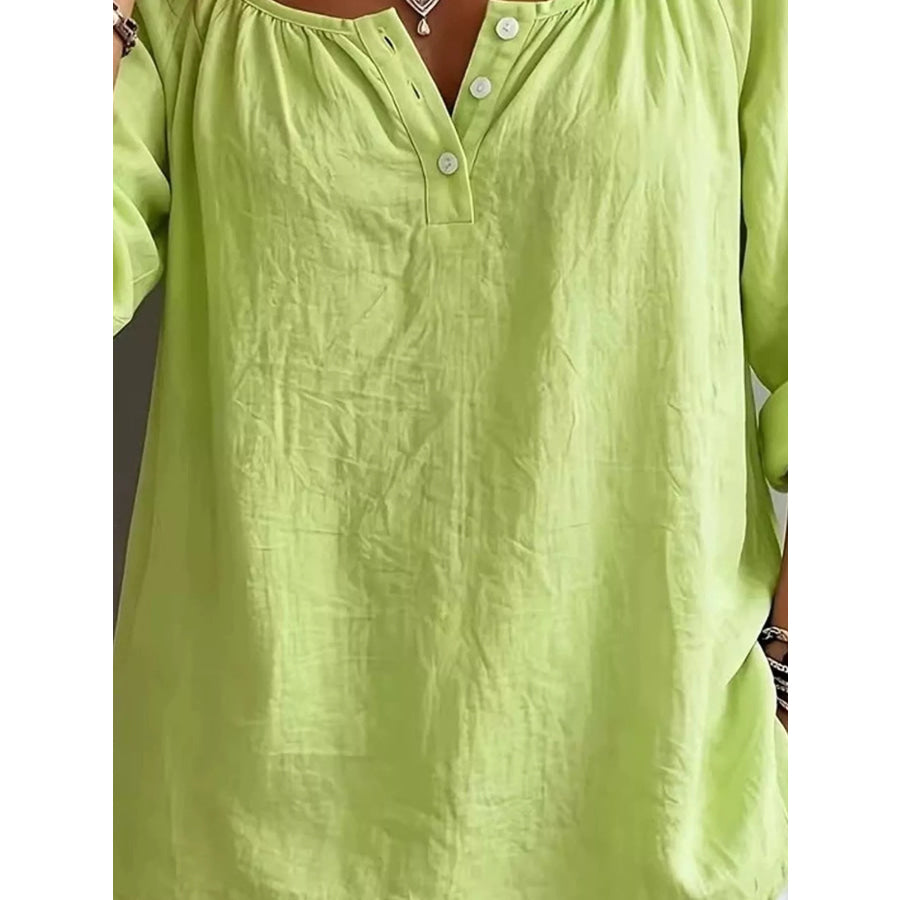 Button Detail Long Sleeve Top Apparel and Accessories