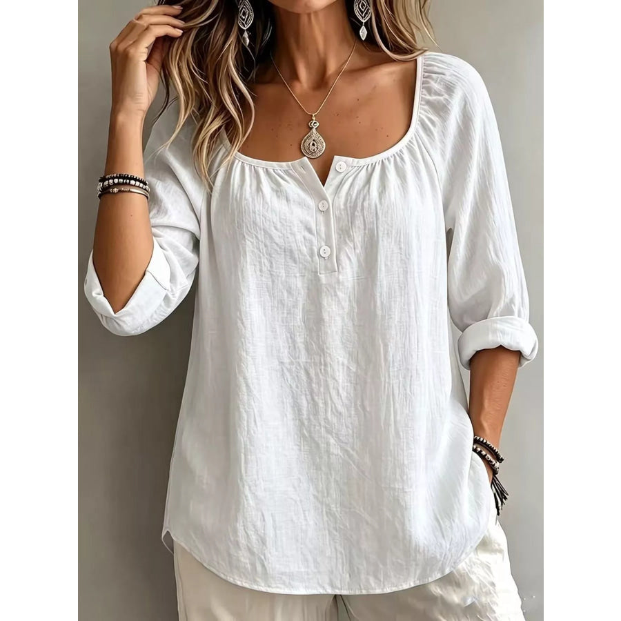 Button Detail Long Sleeve Top Apparel and Accessories