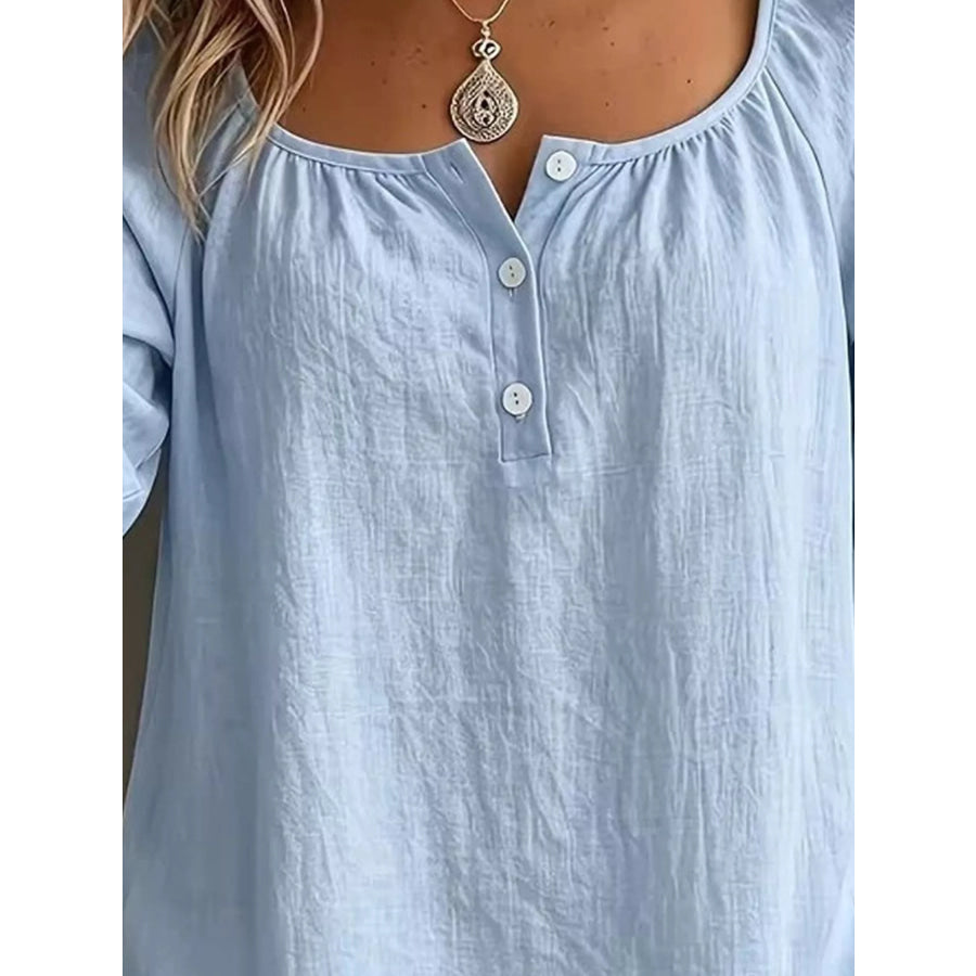 Button Detail Long Sleeve Top Apparel and Accessories