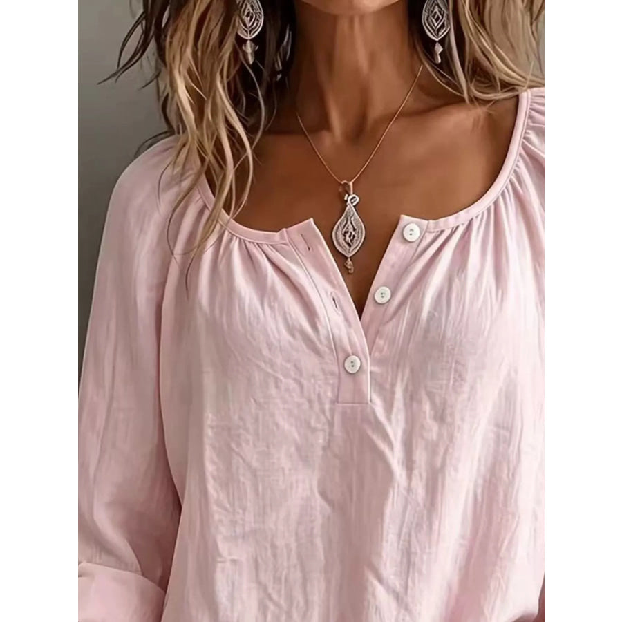 Button Detail Long Sleeve Top Apparel and Accessories