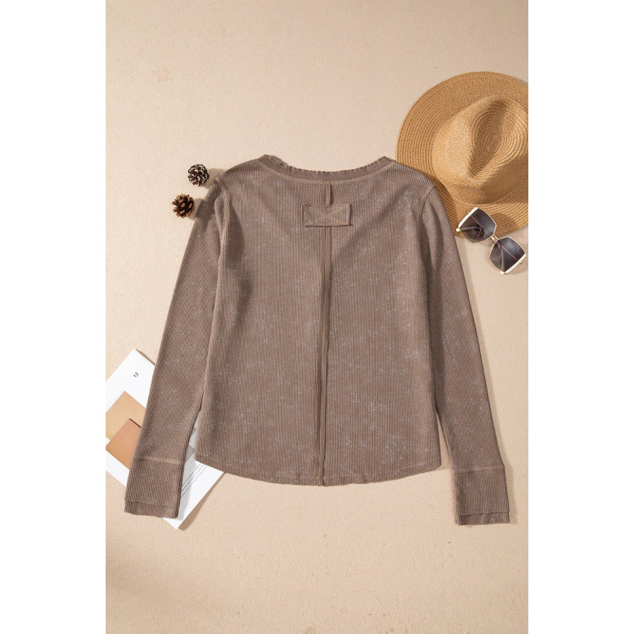 Button Detail Long Sleeve Top Apparel and Accessories