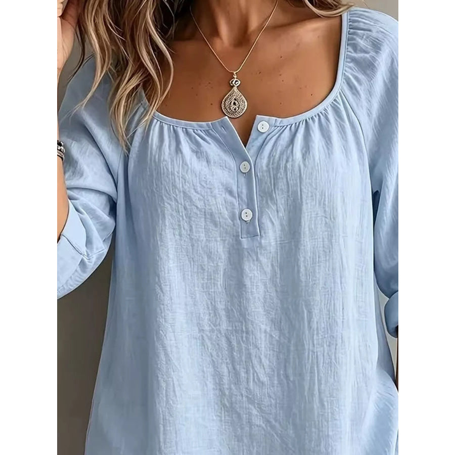 Button Detail Long Sleeve Top Apparel and Accessories