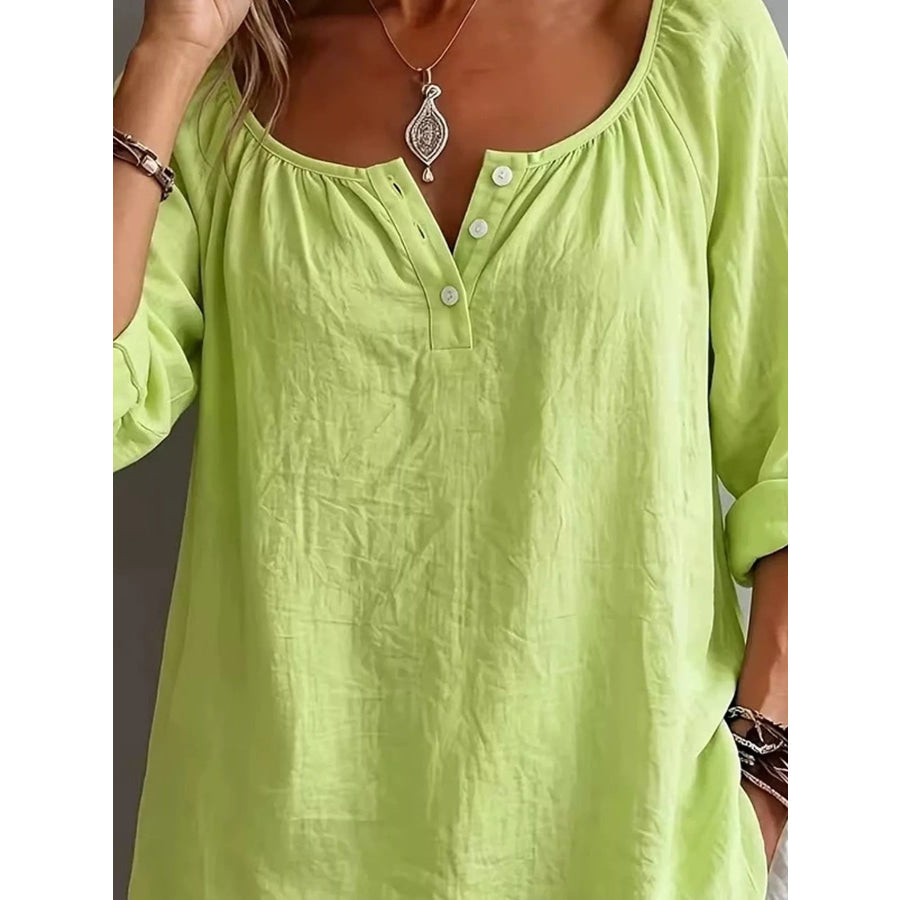Button Detail Long Sleeve Top Apparel and Accessories