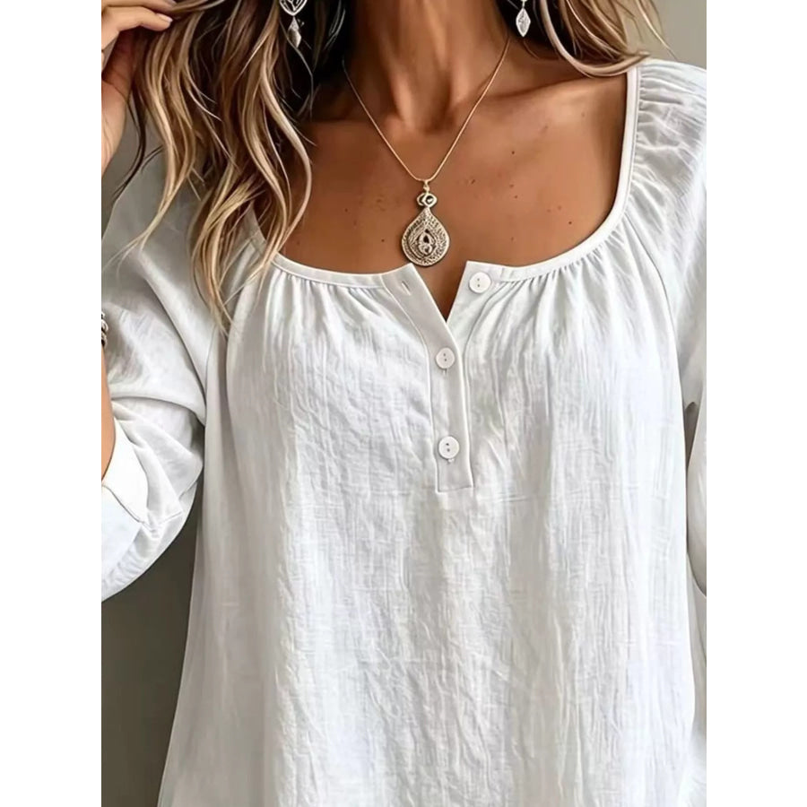 Button Detail Long Sleeve Top Apparel and Accessories